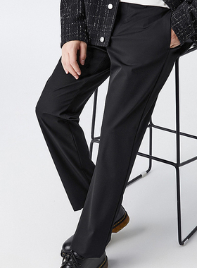 柜1K+【厚实】高档男装黑色休闲裤冬季保暖弹力修身毛呢西裤7-767