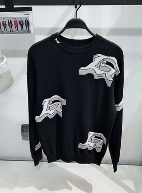 [含天丝]G家男装提花刺绣圆领毛衣男25秋冬宽松套头针织线衫005A