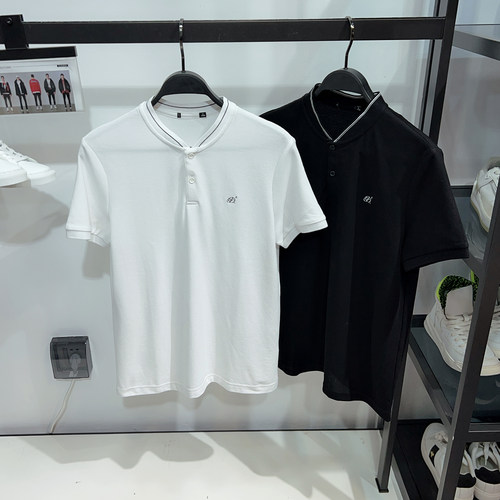 夏季男士立领短袖修身商务POLO衫