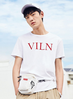 鸟家男装2022夏季 水柔棉 韩版圆领短袖T恤白色情侣体恤衫A92104