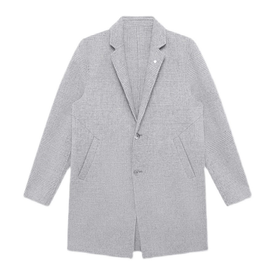 [80羊毛]G家男装格纹双面呢大衣秋冬轻商务休闲长款格子外套6012J