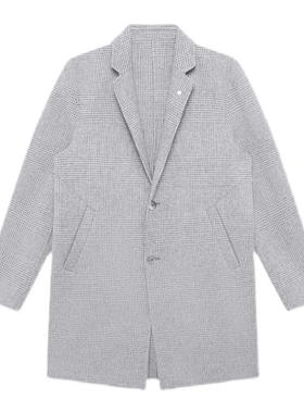 [80羊毛]G家男装格纹双面呢大衣秋冬轻商务休闲长款格子外套6012J