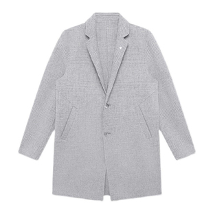 格纹双面呢大衣秋冬轻商务休闲长款 G家男装 格子外套6012J 80羊毛