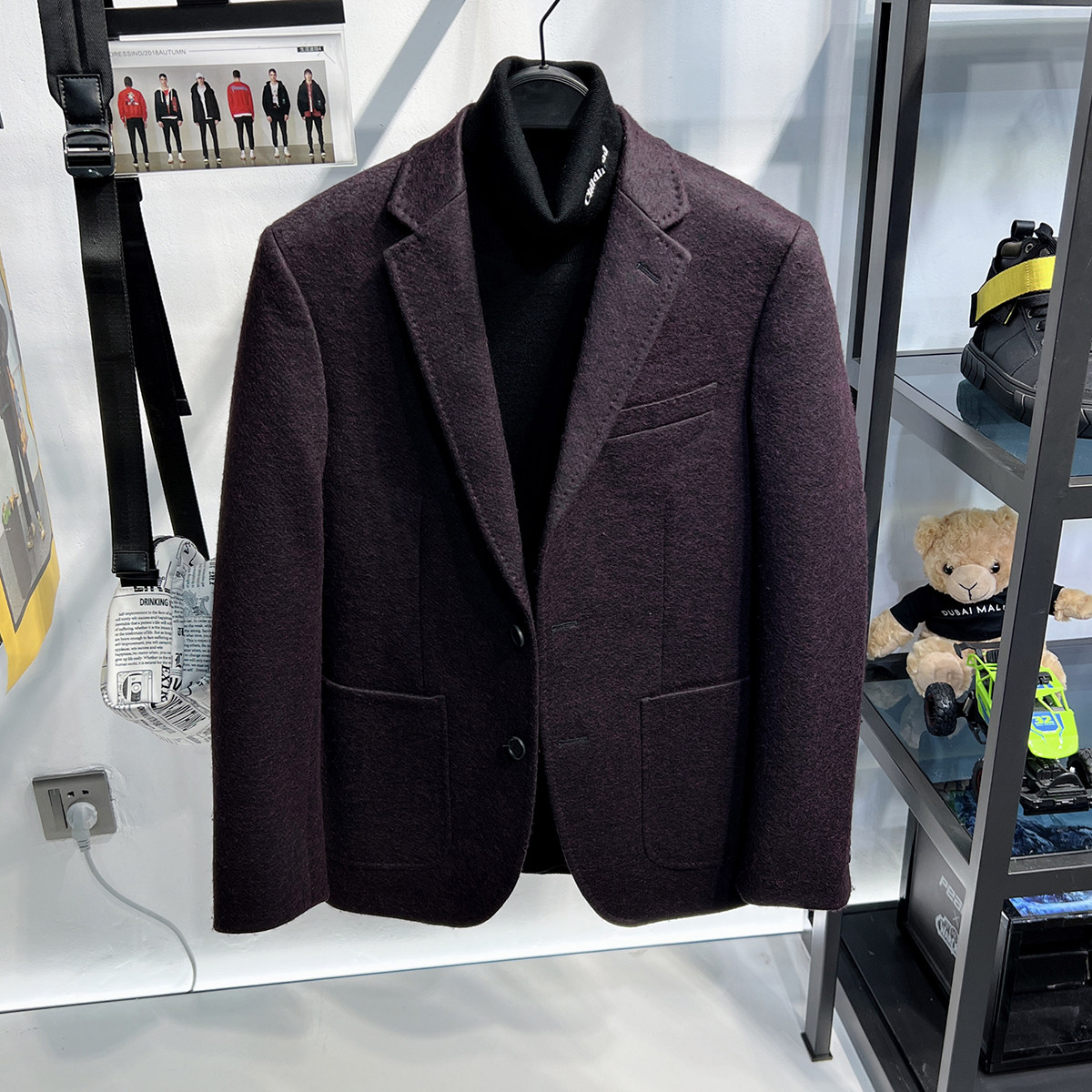 冬季单西修身羊毛呢西服西装外套