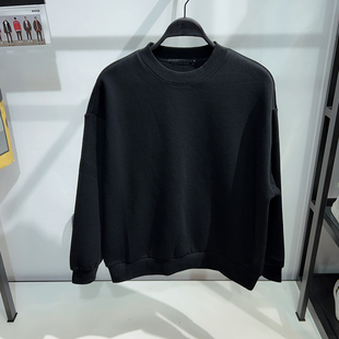 25年休闲宽松套头打底衫 黑色圆领卫衣男士 男装 情侣上衣 男女同款
