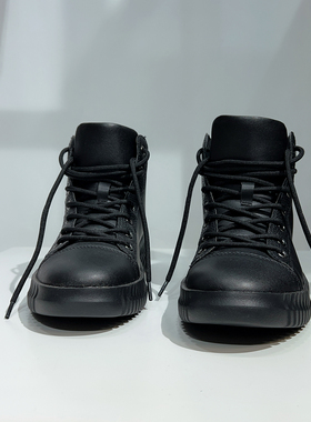 柜1599!T家男鞋马丁靴仿真皮黑色英伦工装靴防水黑色短靴中帮皮鞋