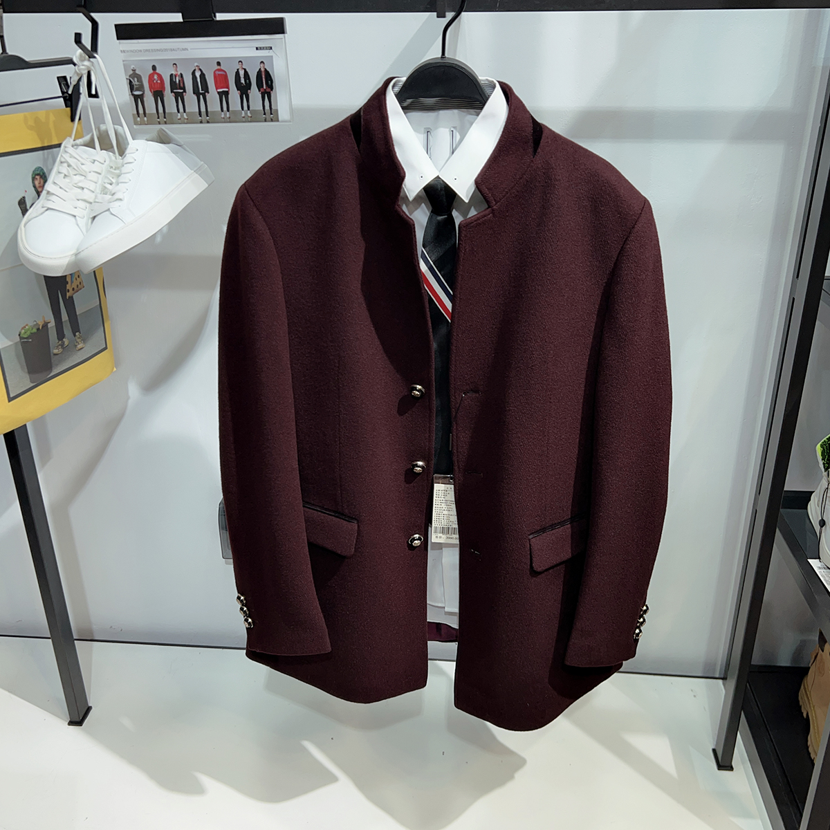 商场同款冬季男士短款羊毛呢大衣