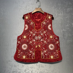 圆领坎肩显瘦大红女 新款 新中式 重工刺绣提花加棉喜气马甲2025冬季