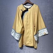 宽松斜襟女袍 国风绣花复古原创款 杏园溪畔2026春夏季 真丝新中式