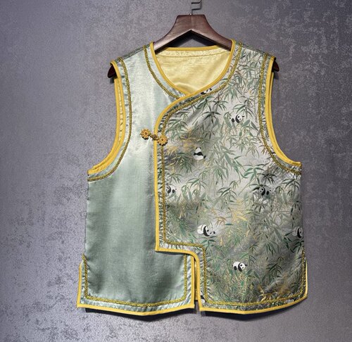 【熊猫小竹子】新中式国风复古提花盘扣女马甲2025秋新款格格坎肩