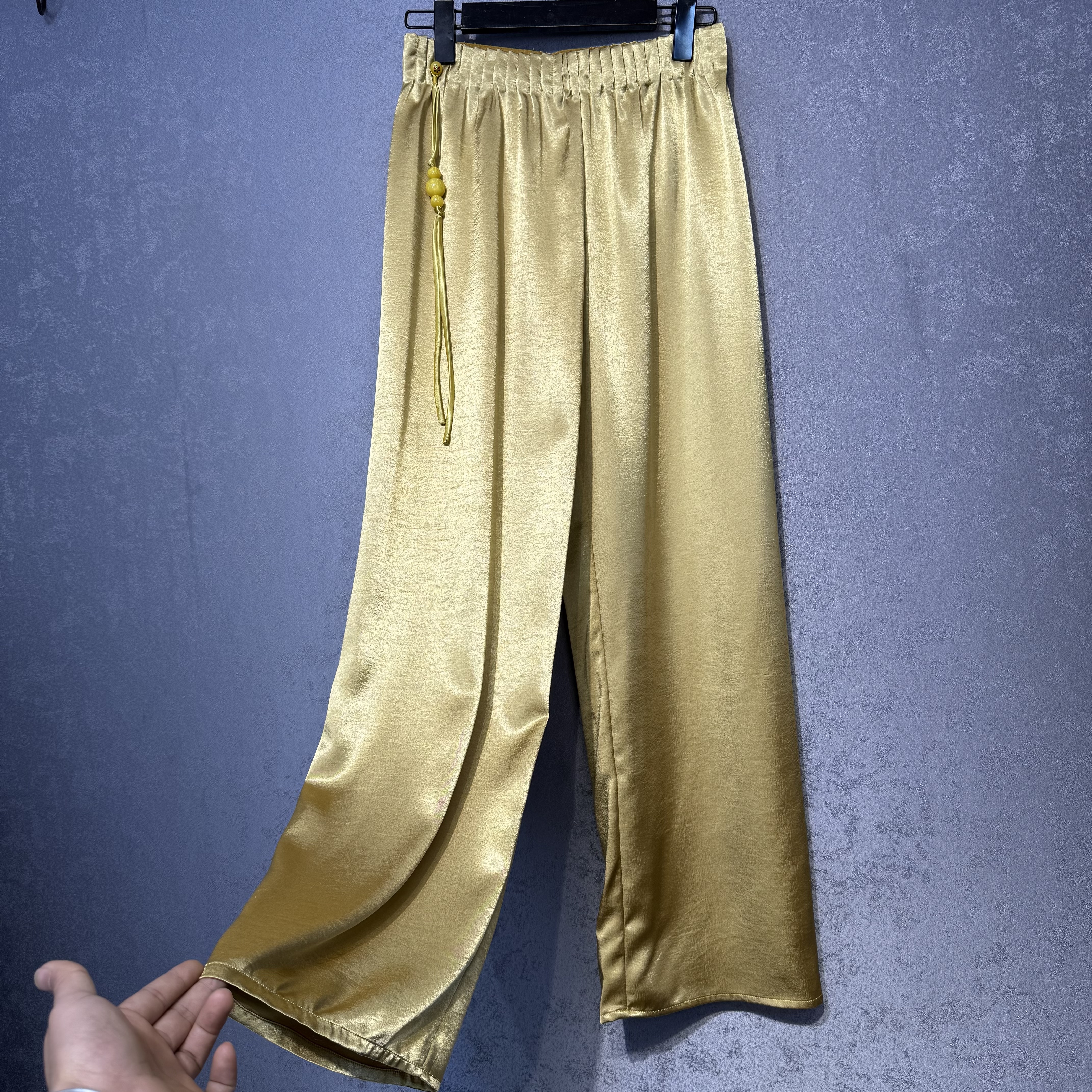 新中式国风【明月】葫芦裤醋酸真丝阔腿裤女夏新款流苏休闲裤长裤