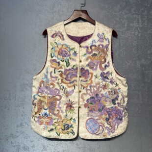 国风山海经重工刺绣马甲2026春新款 新中式 复古坎肩女 一梦生莲