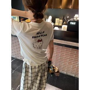 纯棉正肩短袖 显瘦设计感Kitty猫印花圆领上衣潮 t恤女2025夏季 新款