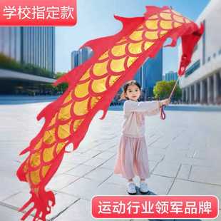 舞龙彩带健身龙旗儿童手甩龙学校健身学生表演做操舞龙耍龙彩绸