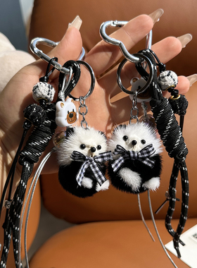 真水貂毛可爱小熊猫皮草钥匙扣