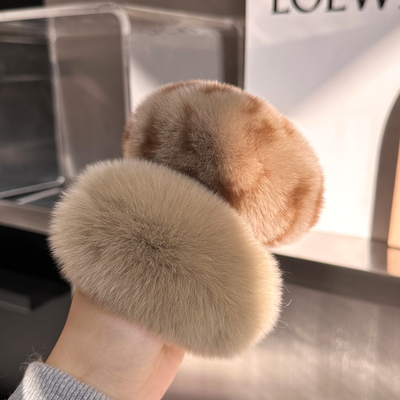 可爱獭兔毛精致马尾夹毛绒发饰女