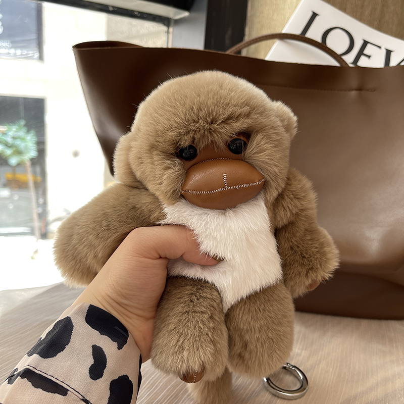 獭兔毛小猴子包挂可爱毛绒礼物公仔皮草钥匙扣后视镜汽车挂饰