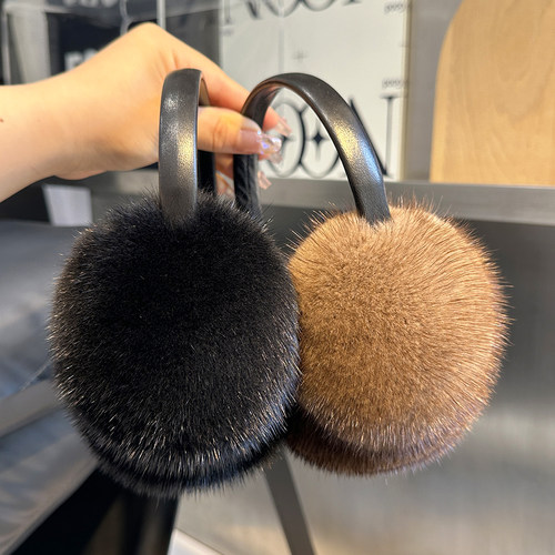 冬季水貂貂毛耳捂皮草貂皮女耳包