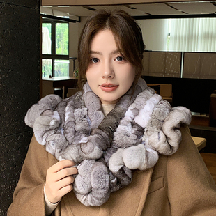加厚獭兔毛披肩斗篷秋冬季防寒保暖川西穿搭皮草围巾坎肩大围脖女