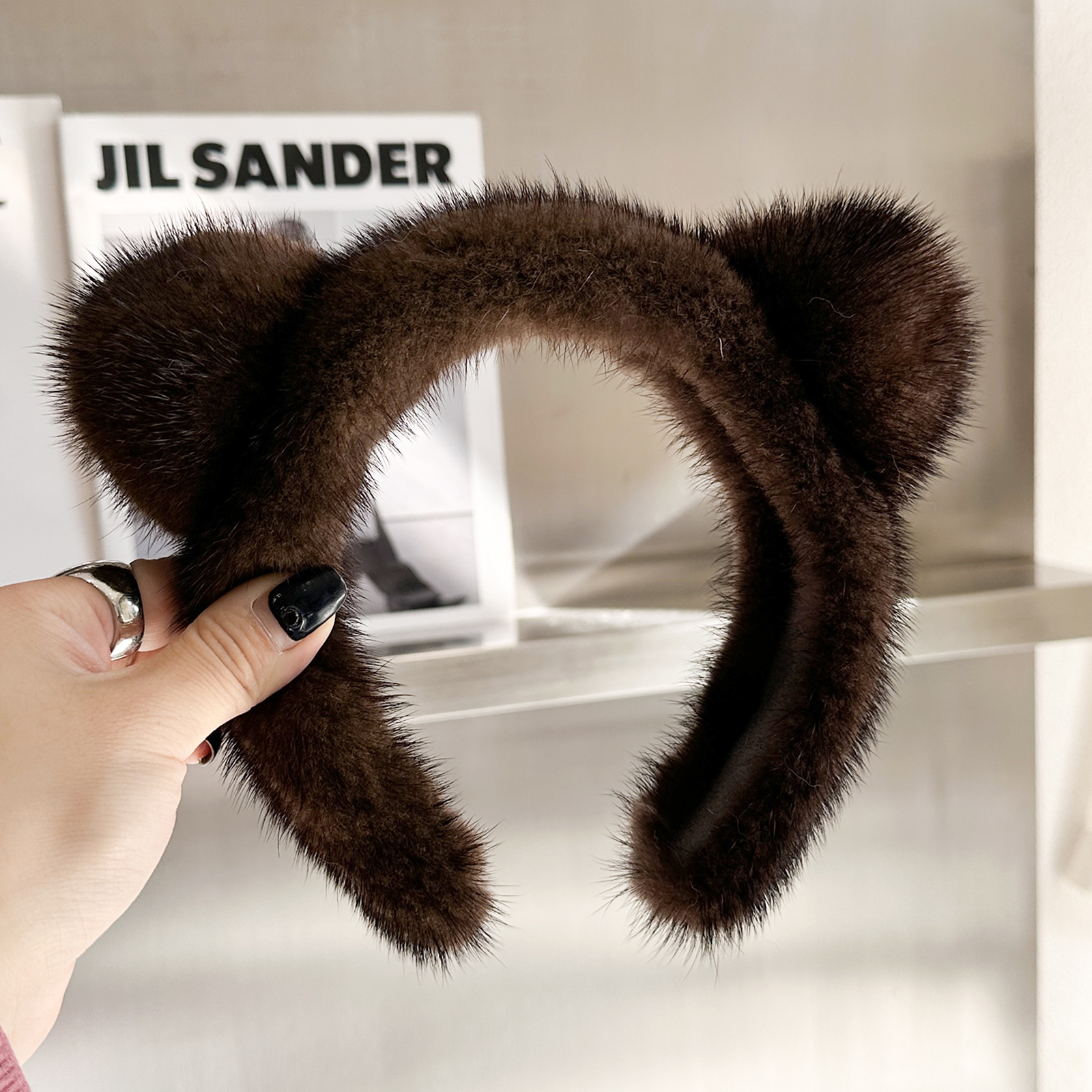 可爱真水貂毛洗脸发箍毛绒女头饰