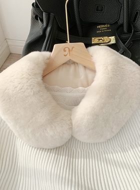 新款真獭兔毛领子公主领圆领整皮真皮秋冬季保暖大衣假领子围脖女