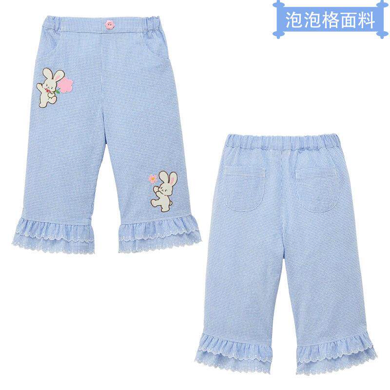 日系女童小兔刺绣八分裤图片