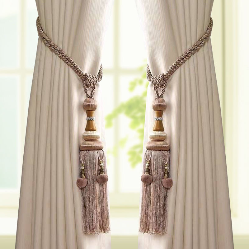 欧式新款毛毛球窗帘绑带挂球家居帘头挂件挂钩杨梅球软装饰品