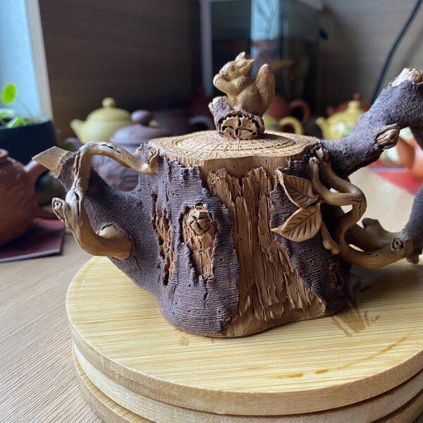 陈东铸 宜兴 紫砂壶 纯全手工 枯木逢春木段茶壶家用泡茶壶套装