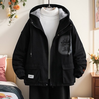 青少年秋冬款牛仔外套冬装棉服