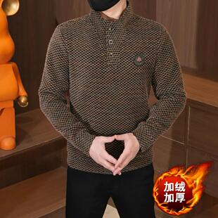 2026新款老钱风男士长袖卫衣冬季帅气百搭休闲青年加绒加厚打底衫