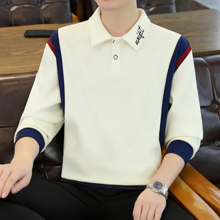 春秋季新款卫衣男士韩版休闲高级感百搭翻领长袖T恤POLO衫上衣潮