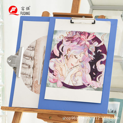 富强竖式蓝色书写学生试卷文件夹