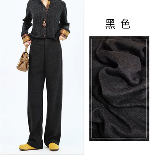 榉木绿醋酸羊毛阔腿裤女秋冬季2025新款加厚高腰抗皱休闲直筒裤子