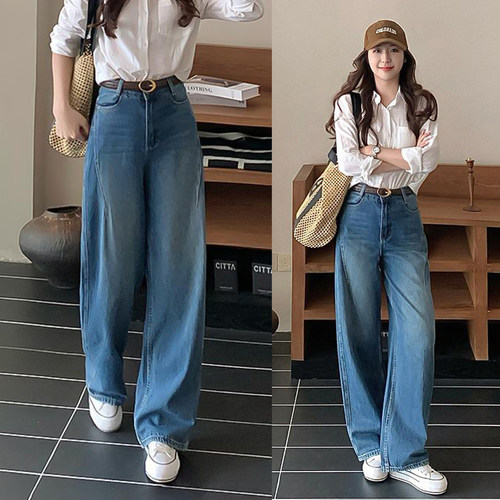 阔腿裤女秋季弯刀裤2025新款秋季长裤子高腰牛仔裤宽松镰刀香蕉裤