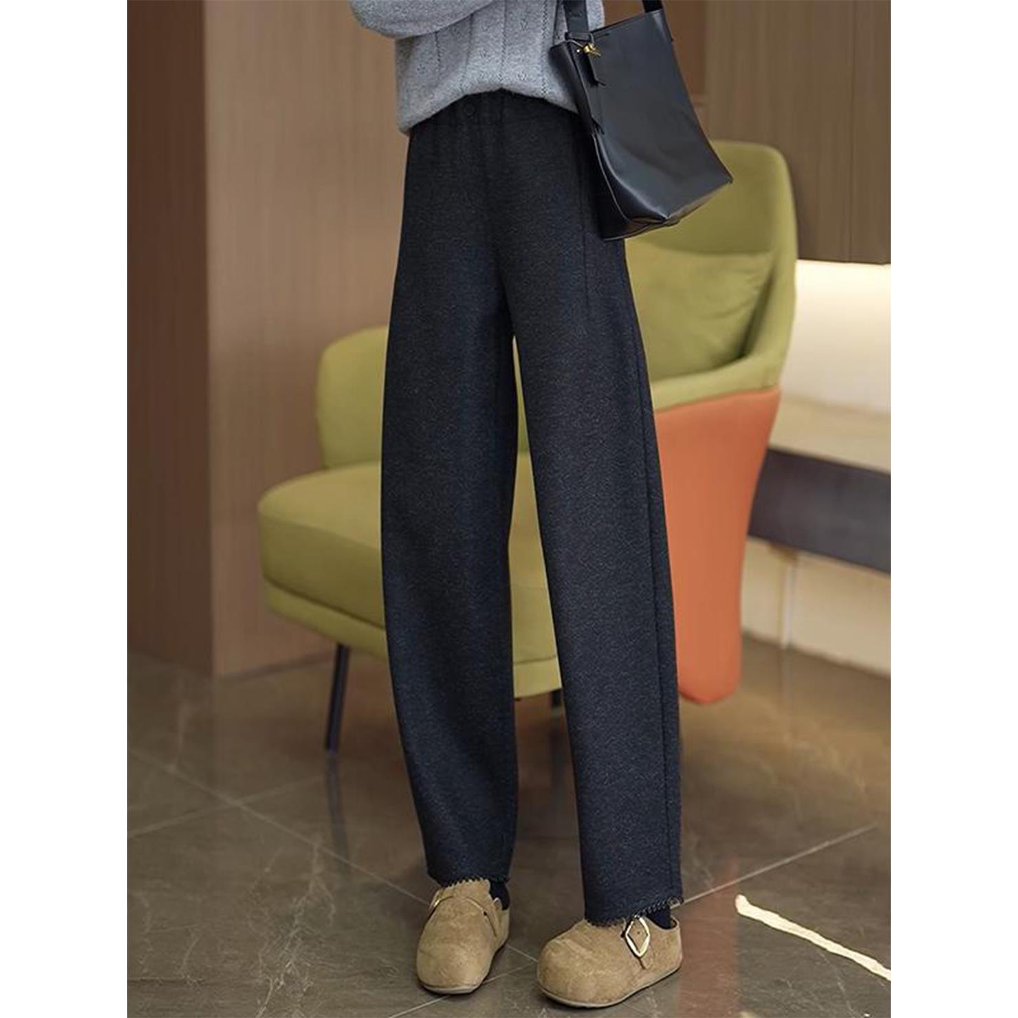 毛呢阔腿裤女秋冬季新款九