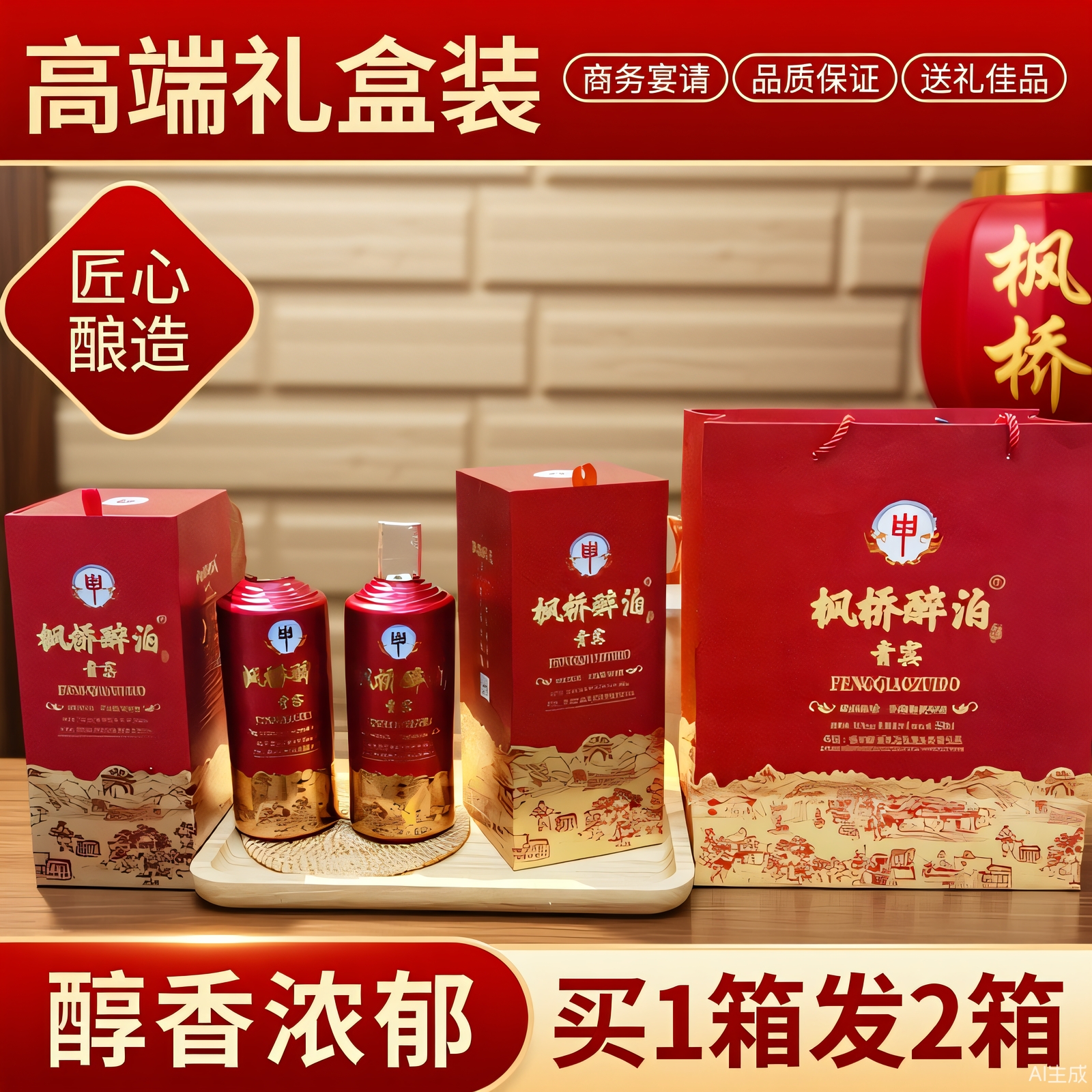 买一箱送一箱高档白酒礼盒装送礼接待酒整箱酱酒纯粮食坤沙酒