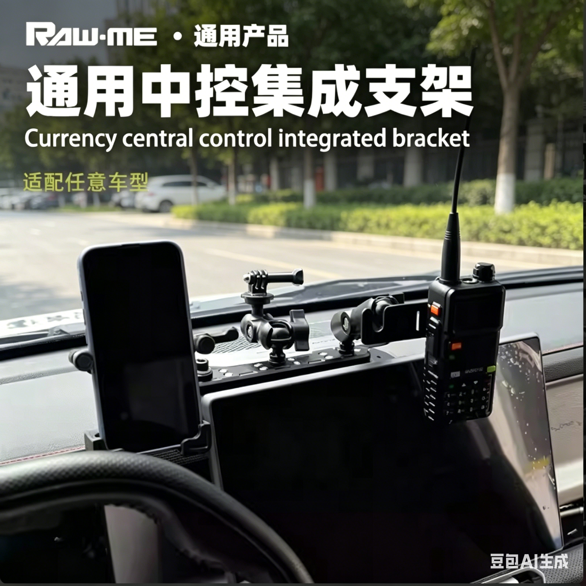 通用款车载仪表台拓展支架对讲机手机运动相机支架底座ME中控集成