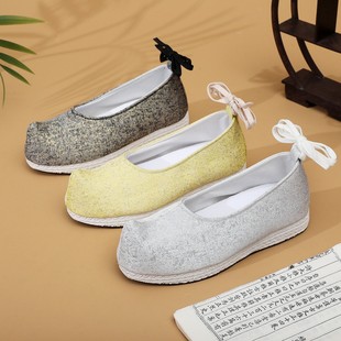 平底男款汉服鞋罗兰古装翘头鞋履中式官兵摄影鞋演出舞蹈大码弓鞋