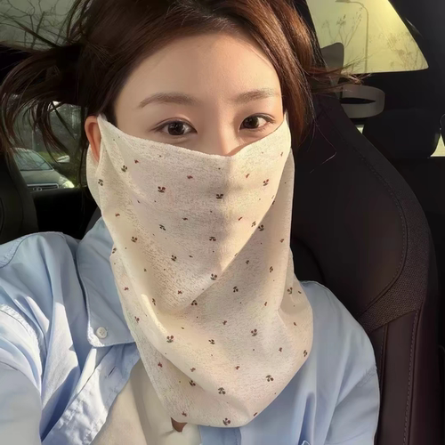 夏季甜美碎花全脸防晒面罩女款