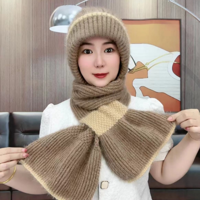 一体帽加绒加厚保暖防寒护颈