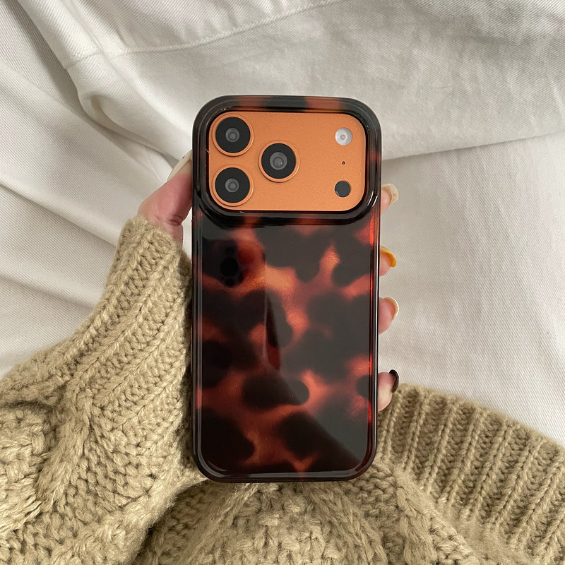 琥珀色豹纹适用于苹果IPHONE17PROMAX手机壳16pm新款15超火14不会撞壳可爱防摔硅胶超好看独特巨漂亮外壳