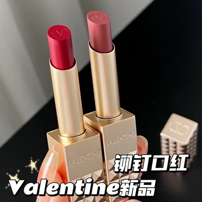 Valentino华伦天奴24新品铆钉柔雾口红金管哑光134R/77A/111A