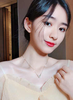 18k金蝴蝶白母贝吊坠锁骨链女潮2026年新款气质简约甜美颈脖项链