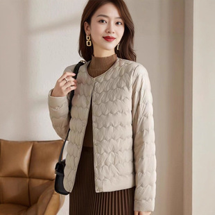 90鸭绒羽绒服女短款 小个子百搭内胆叠穿轻薄气质洋气妈妈秋冬外套