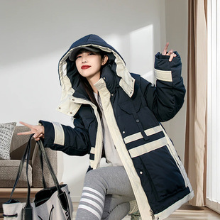 羽绒服女款女装冬季外套韩版鸭绒服短款工装派克服高级感中长保暖