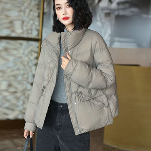 小香风羽绒服2025年女白色新款秋冬季韩版短款大码白鸭绒女士保暖