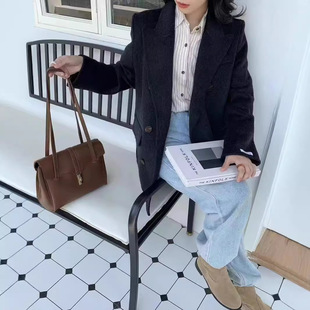 小个子羊毛毛呢西装外套2025秋冬新款韩版双面羊绒大衣女加厚短款