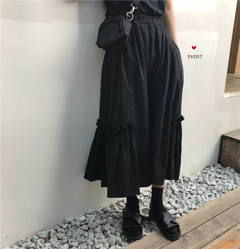 PPHOME实拍小众暗黑系少女设计师款木耳边拼接百搭高腰蓬蓬半身裙|ruв категории Женская одежда, юбка - от Buy2taobao.com для оказания профессиональной услуги покупки агента Taobao