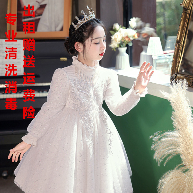 出租小女孩主持洋气公主裙中大童时尚钢琴演出服秋冬儿童花童礼服