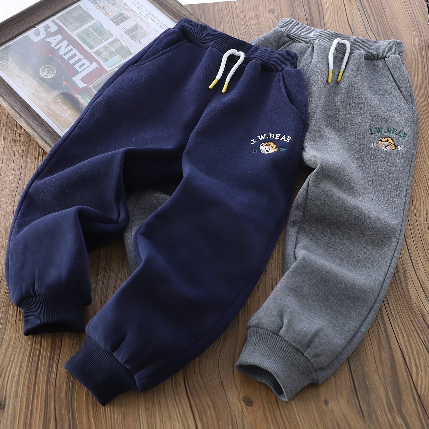 小熊童装秋冬款男童加绒运动裤中大童休闲保暖卫裤儿童洋气两色裤